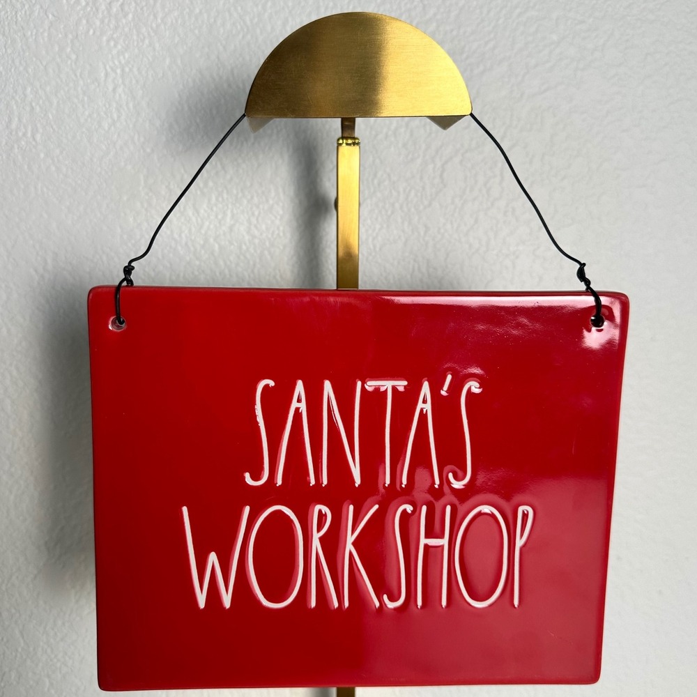 Rae Dunn Santa's‎ Workshop Sign Christmas Holiday Decor Magenta Artisan